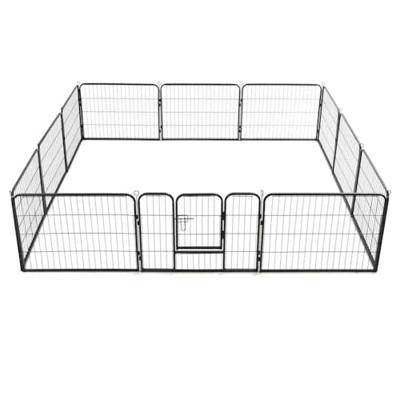 Hondenren met 12 panelen 80x60 cm staal zwart - thumbnail