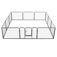VidaXL Hondenren met 12 panelen 80x60 cm staal zwart - thumbnail