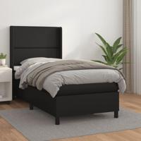 Boxspring met matras kunstleer zwart 90x190 cm - thumbnail
