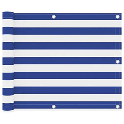 VidaXL Balkonscherm 75x600 cm oxford stof wit en blauw