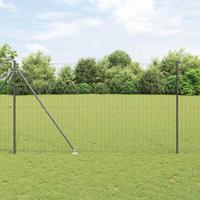 VidaXL Hek met paal grijs 1,5 x 10 m staal en pvc - thumbnail
