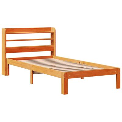 Bedframe zonder matras massief grenenhout wasbruin 120x190 cm