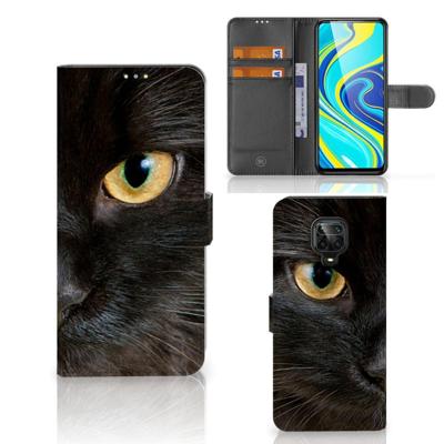 Xiaomi Redmi Note 9 Pro | Note 9S | Telefoonhoesje | Met pasjeshouder | Zwarte Kat