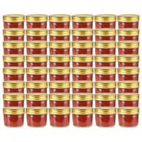 VidaXL Jampotten met goudkleurige deksels 48 st 110 ml glas - thumbnail