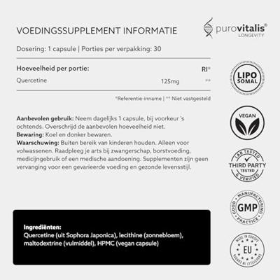 Purovitalis Liposomal quercetin 30 Capsules Purovitalis Liposomal quercetin 30 Capsules