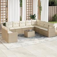 11-delige Tuinset met kussens poly rattan beige - thumbnail
