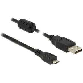 Delock 84900 USB-kabel USB 2.0 USB-A stekker, USB-micro-B stekker 0.50 m Zwart Met Ferrietkern