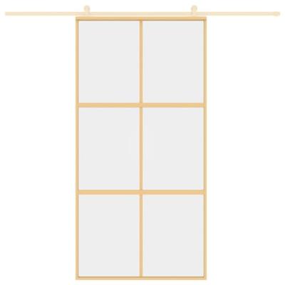 Schuifdeur 102,5x205 cm helder ESG-glas en aluminium goudkleur