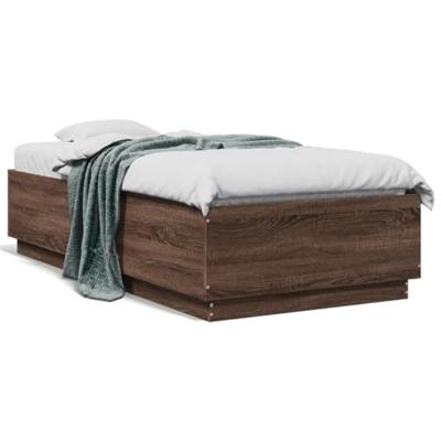 Bedframe met LED-verlichting bruin eikenkleur 90x190 cm
