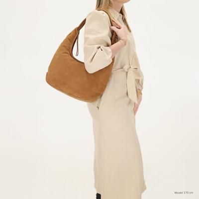 Hide & stitches brazos suède schoudertas-Camel