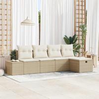 Tuinbankenset met kussen 5 pcs Beige poly rattan - thumbnail