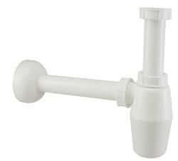 Wiesbaden standaard PVC bekersifon rond incl muurbuis en rozet. wit