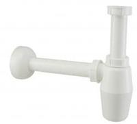 Wiesbaden standaard PVC bekersifon rond incl muurbuis en rozet. wit - thumbnail