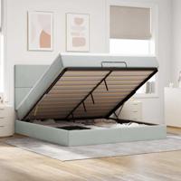 Ottoman bed met matrassen en LED's 200x200cm fluweel lichtgrijs - thumbnail