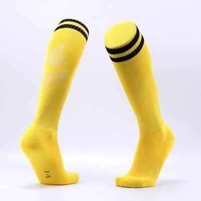 Kinderen voetbal sokken jongens Soccer sock Kid boven knie effen sokken lange voetbal kousen mannen over knie hoge sok maat: Kids size (geel)