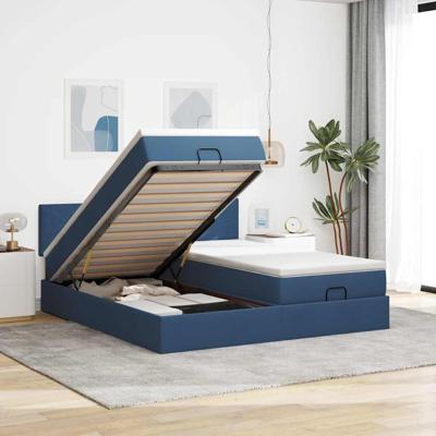 Ottoman bed met matrassen 180x200cm stof blauw