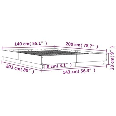 Bedframe met LED-verlichting grijs sonoma eikenkleur 140x200 cm