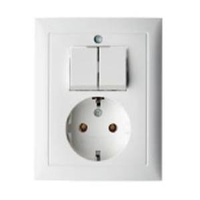 Berker S1 combinatie serieschakelaar/wandcontactdoos RA wit - thumbnail