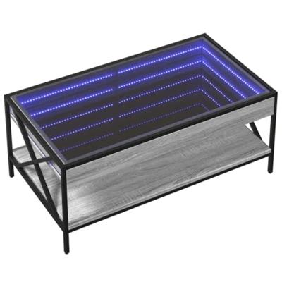 Salontafel met Infinity LED 90x50x38 cm grijs sonoma eikenkleur Salontafel met Infinity LED 90x50x38 cm grijs sonoma eikenkleur