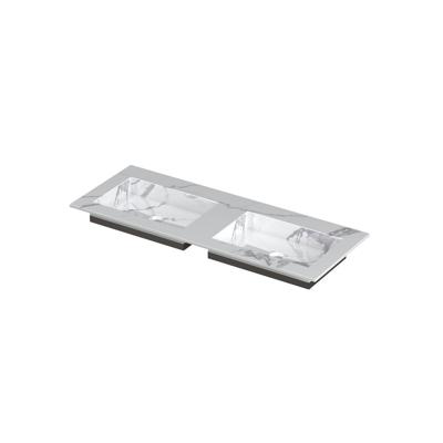 INK Post Wastafel Keramische Slab Envelop Bak Dubbel Zonder Kraangaten - 1200x450x10 mm - Statuario Glans
