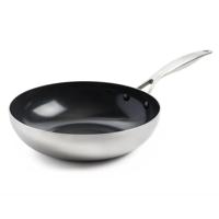 GreenPan geneva wokpan 28 cm rvs/zwart - thumbnail
