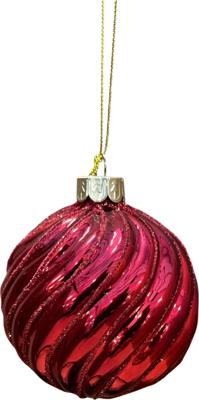 Kerstbal swirl rood 8 cm Uniplant - Uniplant
