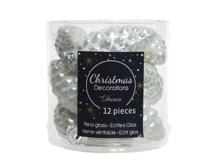 12 Glazen dennenappels 40 mm winter wit KSD Decoris - Decoris - thumbnail