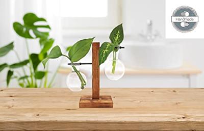 Houten Stekjesvaas - 2 Glaasjes