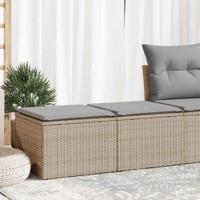 2-delige Loungeset met kussens poly rattan acacia beige - thumbnail