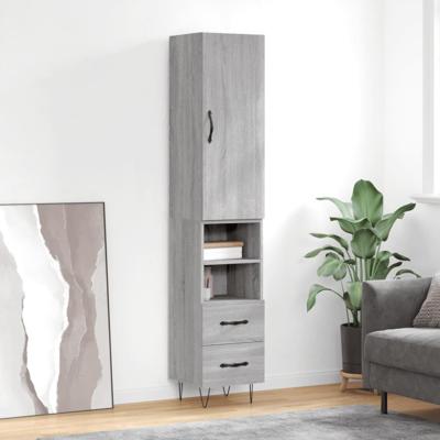 Hoge kast 34,5x34x180 cm bewerkt hout grijs sonoma eikenkleurig