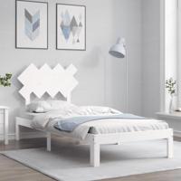 Bedframe zonder matras massief grenenhout wit 90x200 cm - thumbnail
