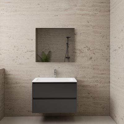 Badmeubel Boss & Wessing Paris 80 cm Mat Wit Wastafel Compleet Hoogglans Antraciet Boss & Wessing