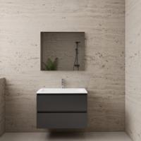 Badmeubel Boss & Wessing Paris 80 cm Mat Wit Wastafel Compleet Hoogglans Antraciet Boss & Wessing - thumbnail