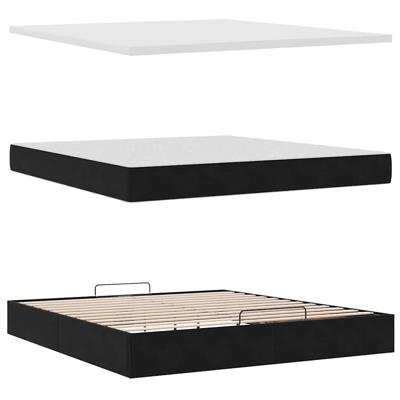 Ottoman bed met matras en LED's 160x200cm fluweel zwart - thumbnail