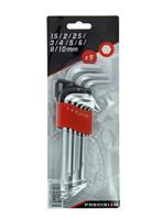 9 Inbussleutels 1,5 tot 10 mm - PRECISIESTEEL - thumbnail