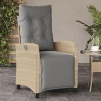Tuinstoelen 2 st verstelbaar voetensteun poly rattan beige mix - thumbnail