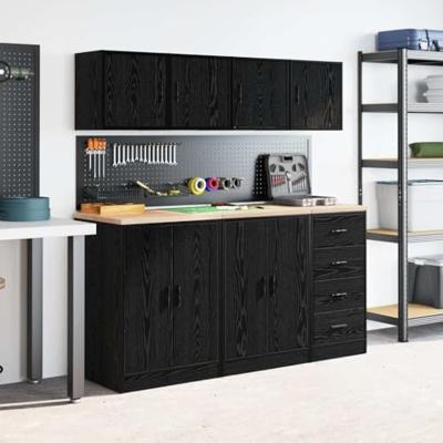 Garagewandkasten 2 st spaanplaat zwart