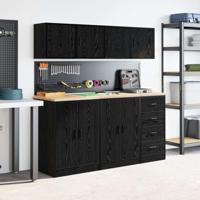 Garagewandkasten 2 st spaanplaat zwart - thumbnail