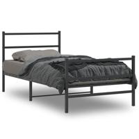 Bedframe met hoofd- en voeteneinde metaal zwart 107x203 cm - thumbnail
