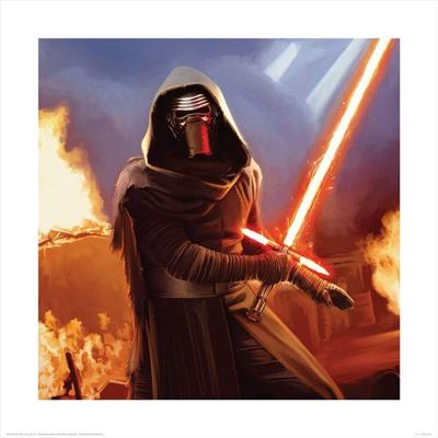 Kunstdruk Star Wars - Episode VII Kylo Ren Fire 40x40cm