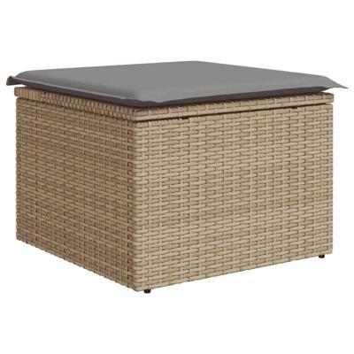 5-delige Loungeset met kussens poly rattan beige
