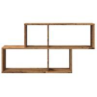 Wandschap 100x18x53 cm bewerkt hout oud houtkleurig - thumbnail