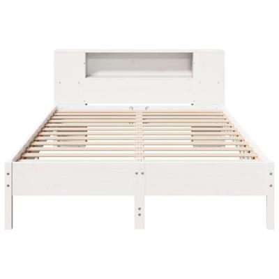 Bed met boekenkast zonder matras grenenhout wit 160x200 cm - thumbnail