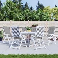 VidaXL Tuinstoelkussens 6 st hoge rug 120x50x3 cm stof grijs - thumbnail