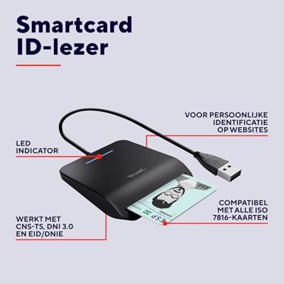 ID/SIP-kaartlezer Trust Primo Zwart Plug & Play
