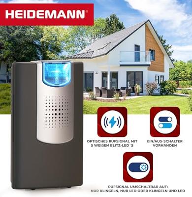 Draadloze deurbel Ontvanger Heidemann 70873 HX Flashlight