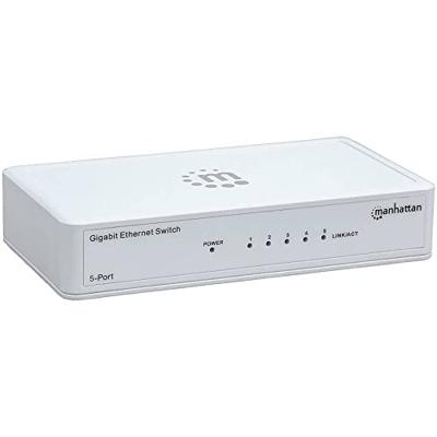 Manhattan Fast Ethernet Switch (kunststof behuizing, desktopformaat, IEEE 802.3az (Energy Efficient Ethernet)) wit 5-poort Gigabit Ethernet Switch wit