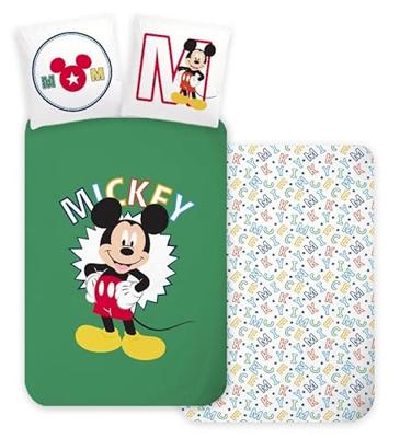 Mickey Mouse Peuterdekbedovertrek Groen - 100 x 135 cm - Katoen