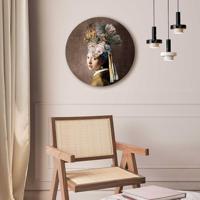 Reinders - Pearl Girl Flowers - Glasschilderij Ø 50cm - thumbnail