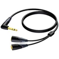 Procab CLA720/1.5 verloopkabel 1x Stereo jack haaks naar 2x Mono jack female 1.5m - thumbnail